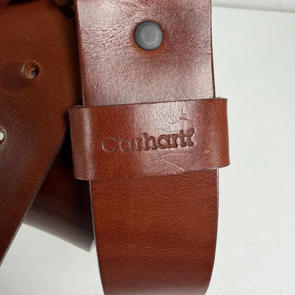 Carhartt Mens 36 Leather Work Belt Brass Buckle Rugged Casual Brown Gorpcore